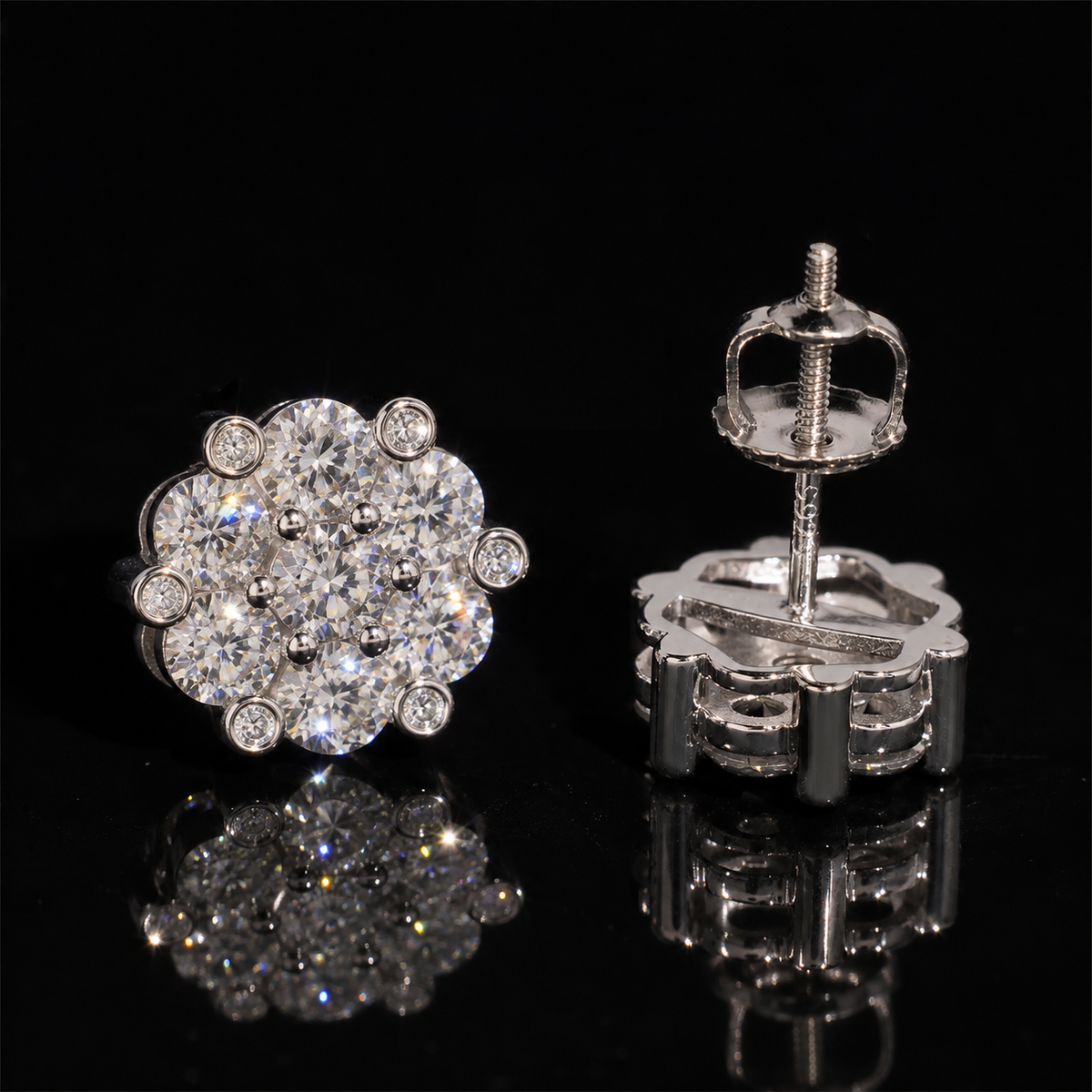 VVS Round Cluster Earrings