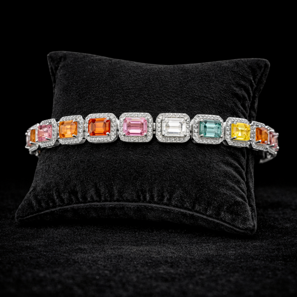 Rainbow Emerald-Cut VVS Bracelet (8mm)