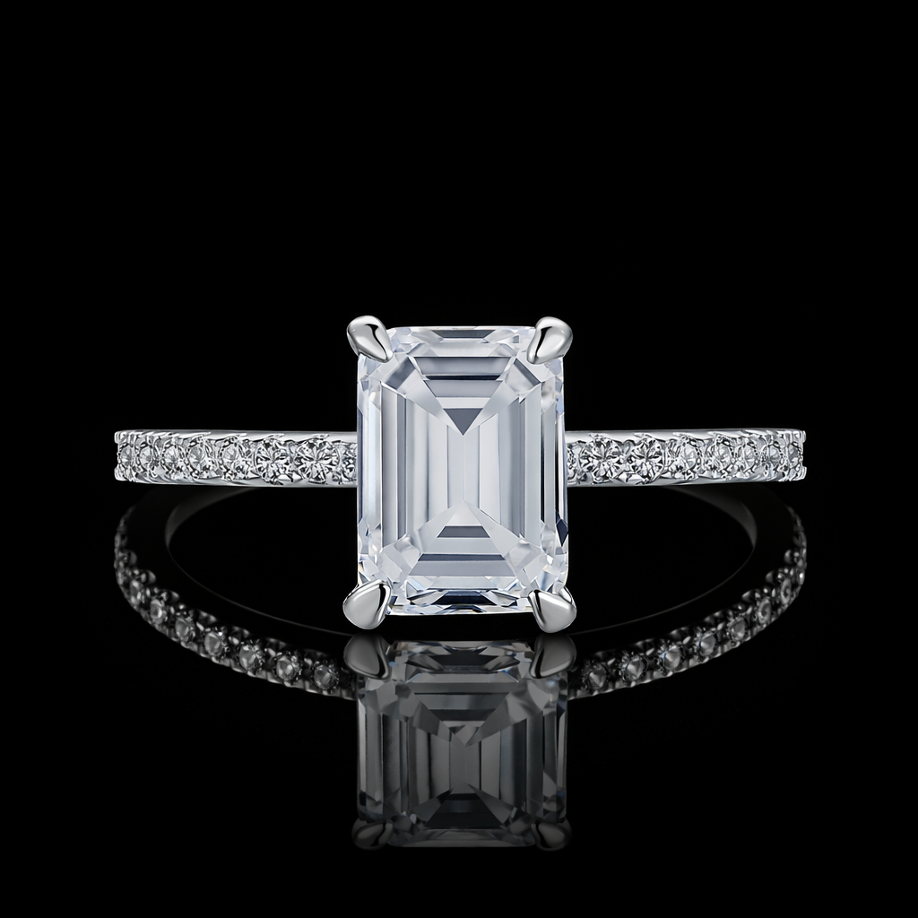 White Emerald Diamond Ring