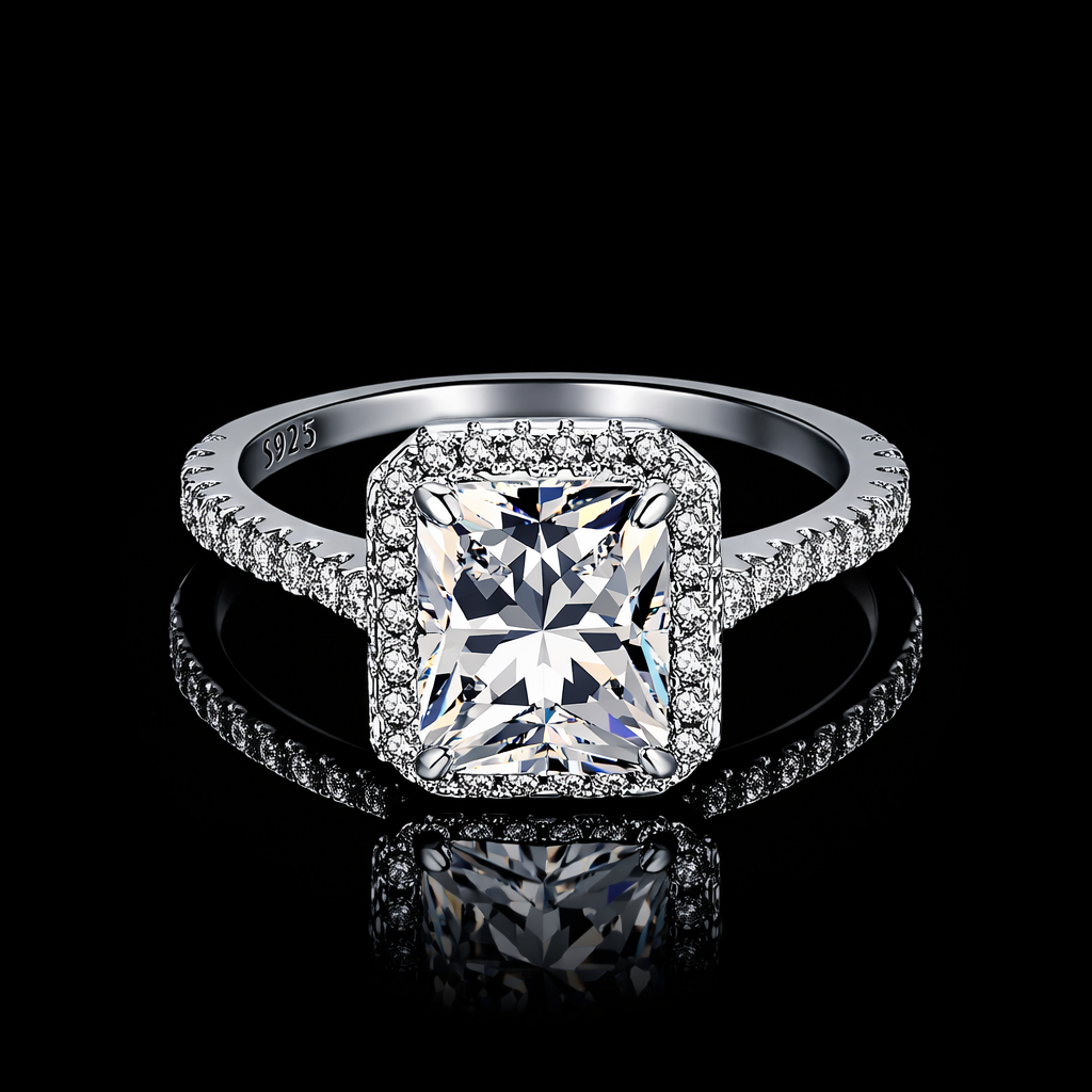 White Rectangle Diamond Ring