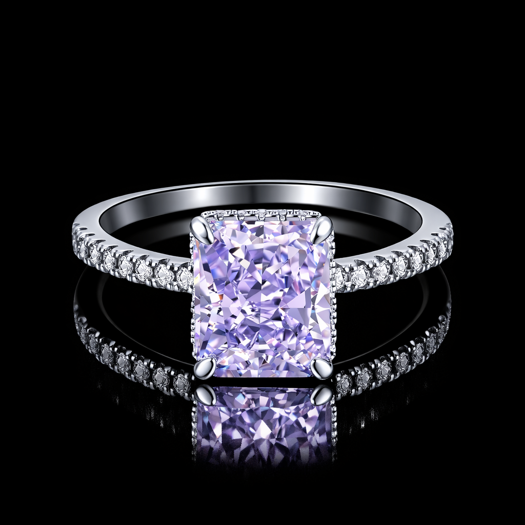 Purple Radiant Diamond Ring