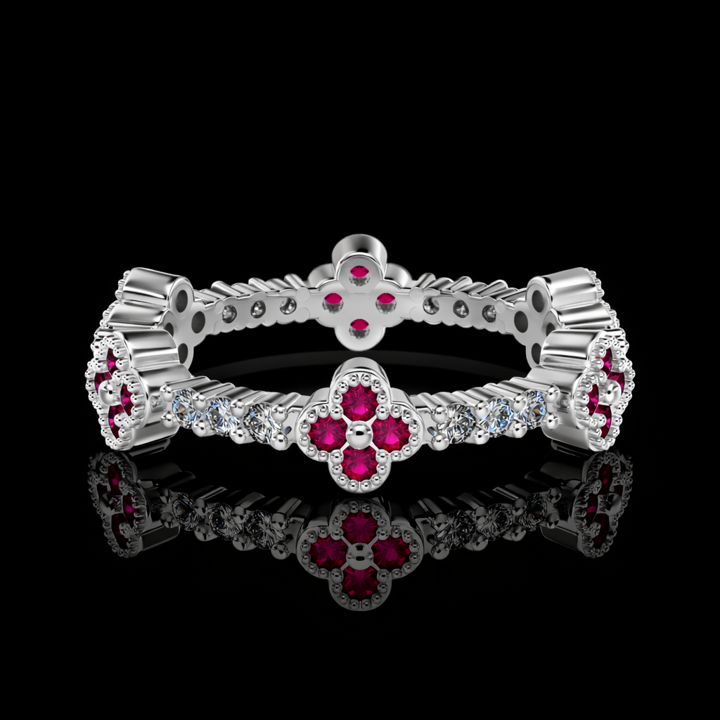 Fuchsia Clover Diamond Ring