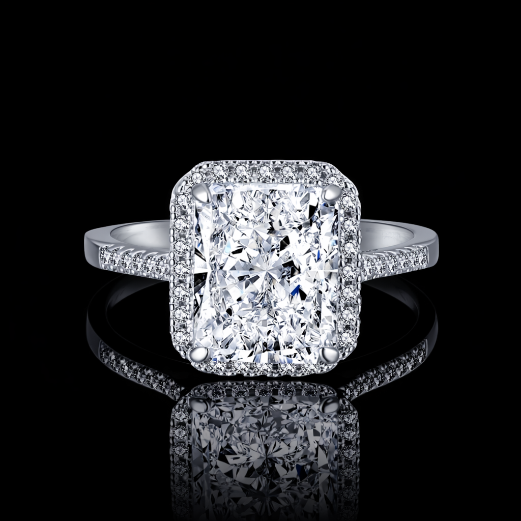 White Rectangle Diamond Ring