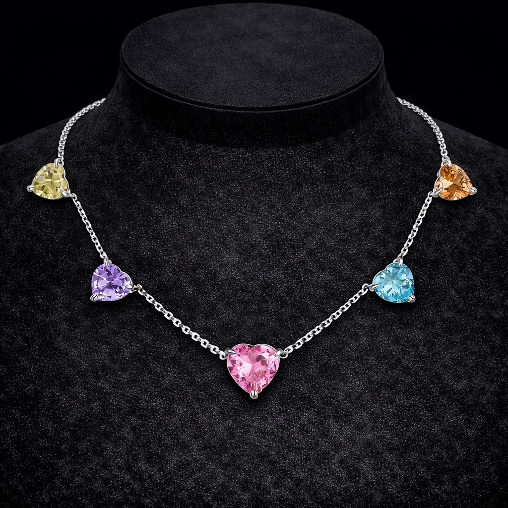 Collar de corazón colorido