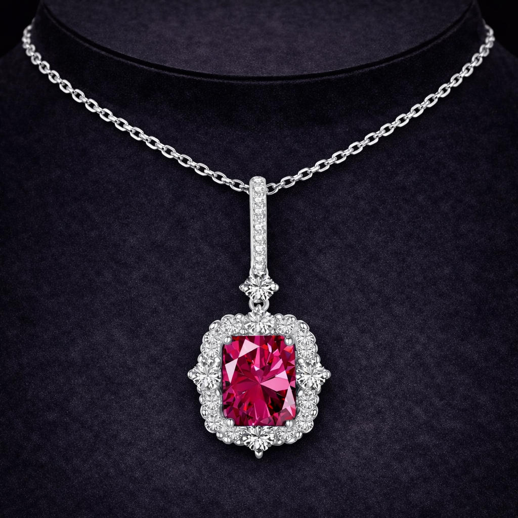 Collar de diamantes rojos
