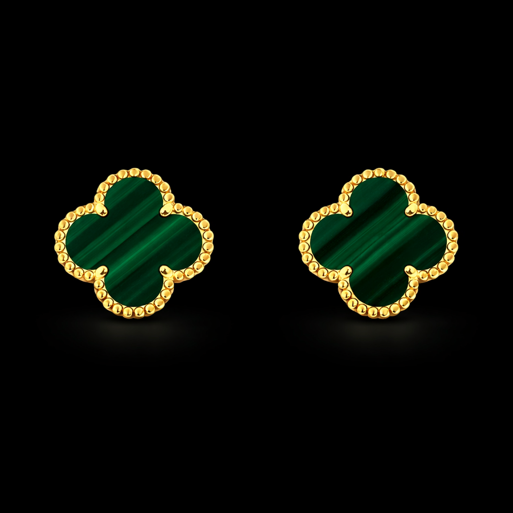 18K Gold Clover Earrings