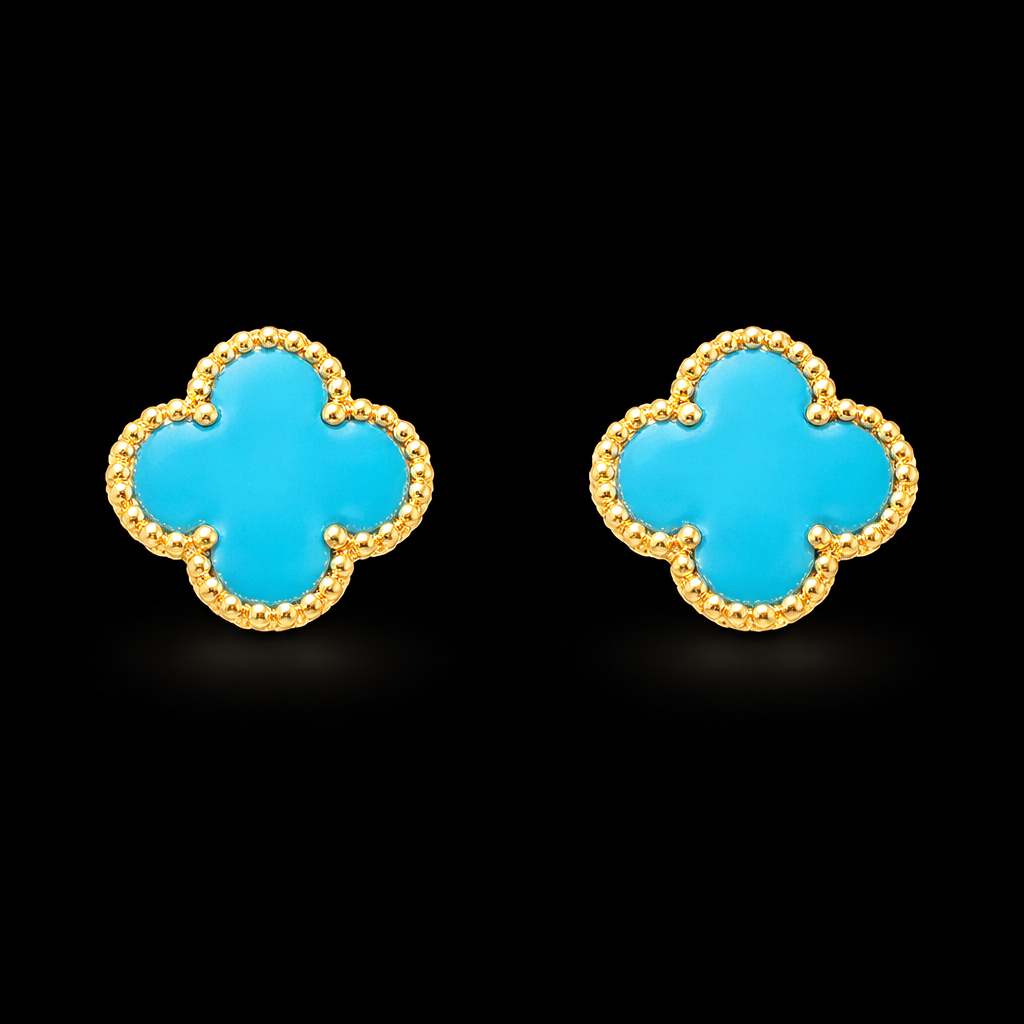 18K Gold Clover Earrings