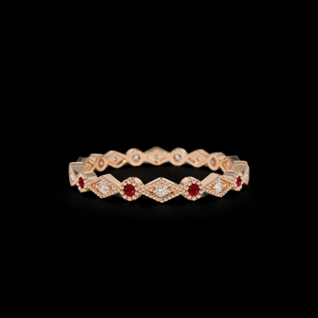 14K Gold Natural Diamond / Ruby Ring