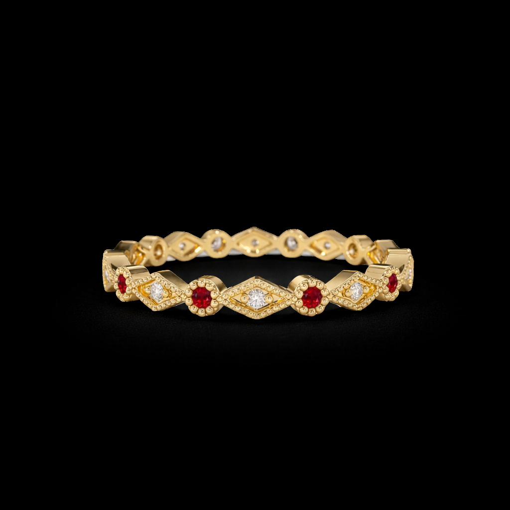 14K Gold Natural Diamond / Ruby Ring