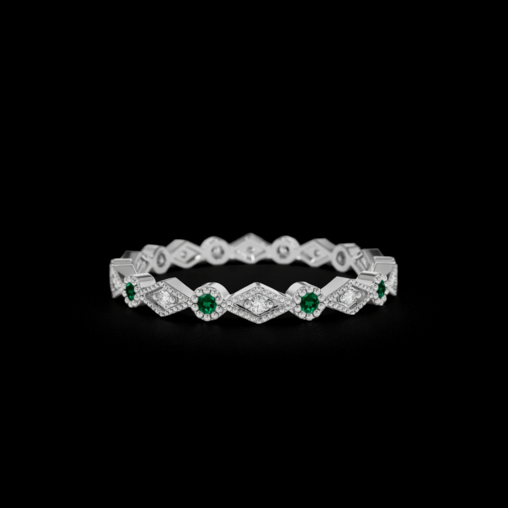 14K Gold Natural Diamond / Emerald Ring