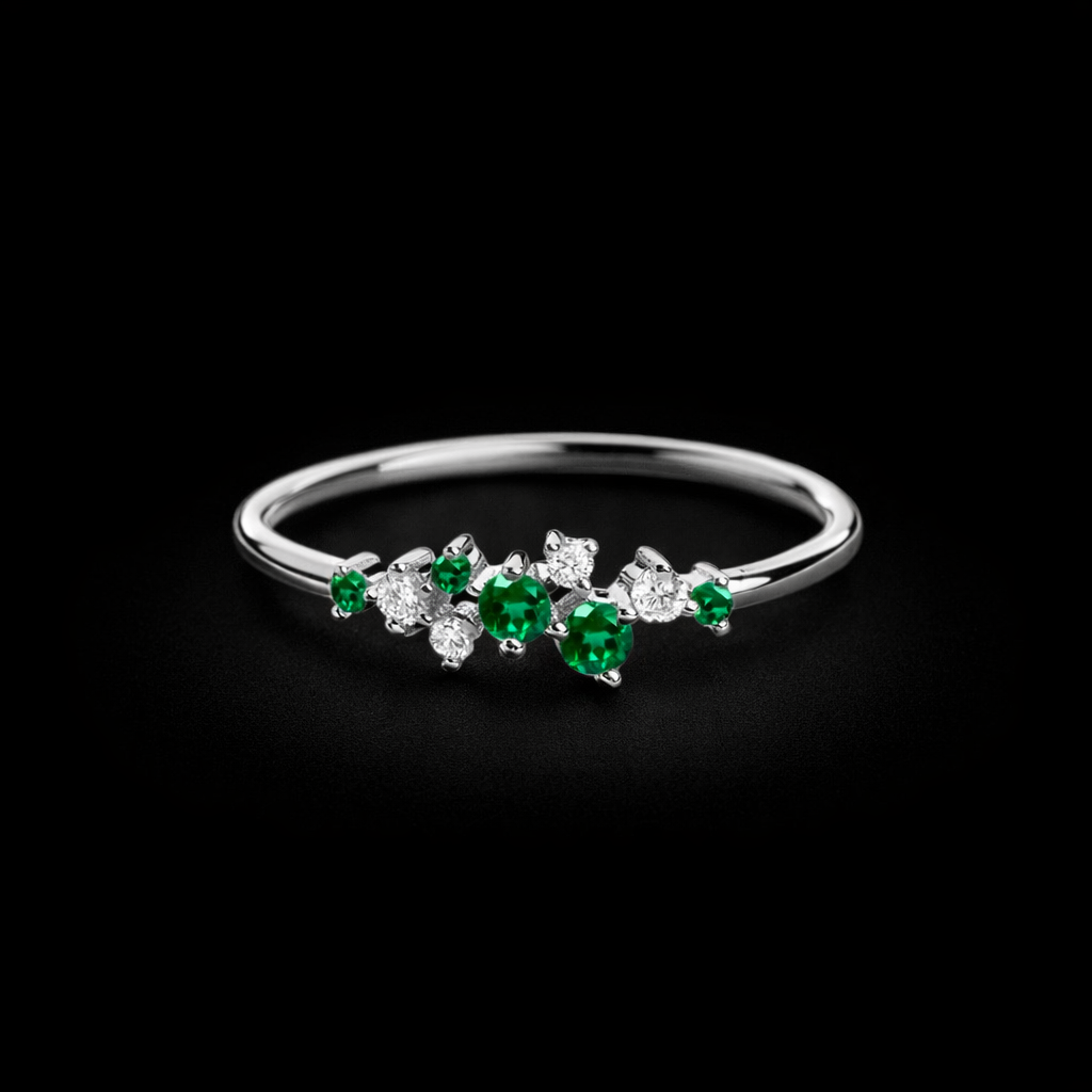 14K Gold Natural Diamond / Emerald Ring