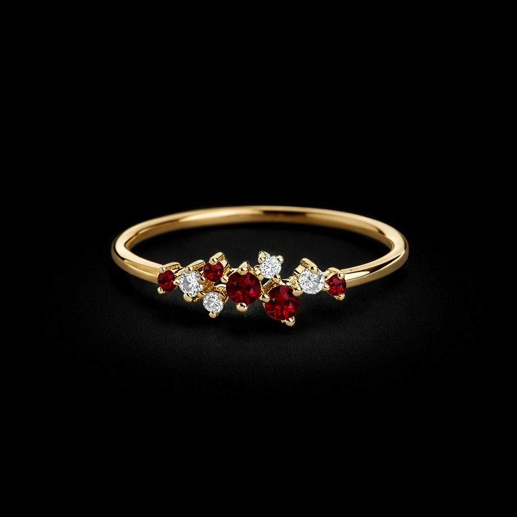 14K Gold Natural Diamond / Ruby Ring