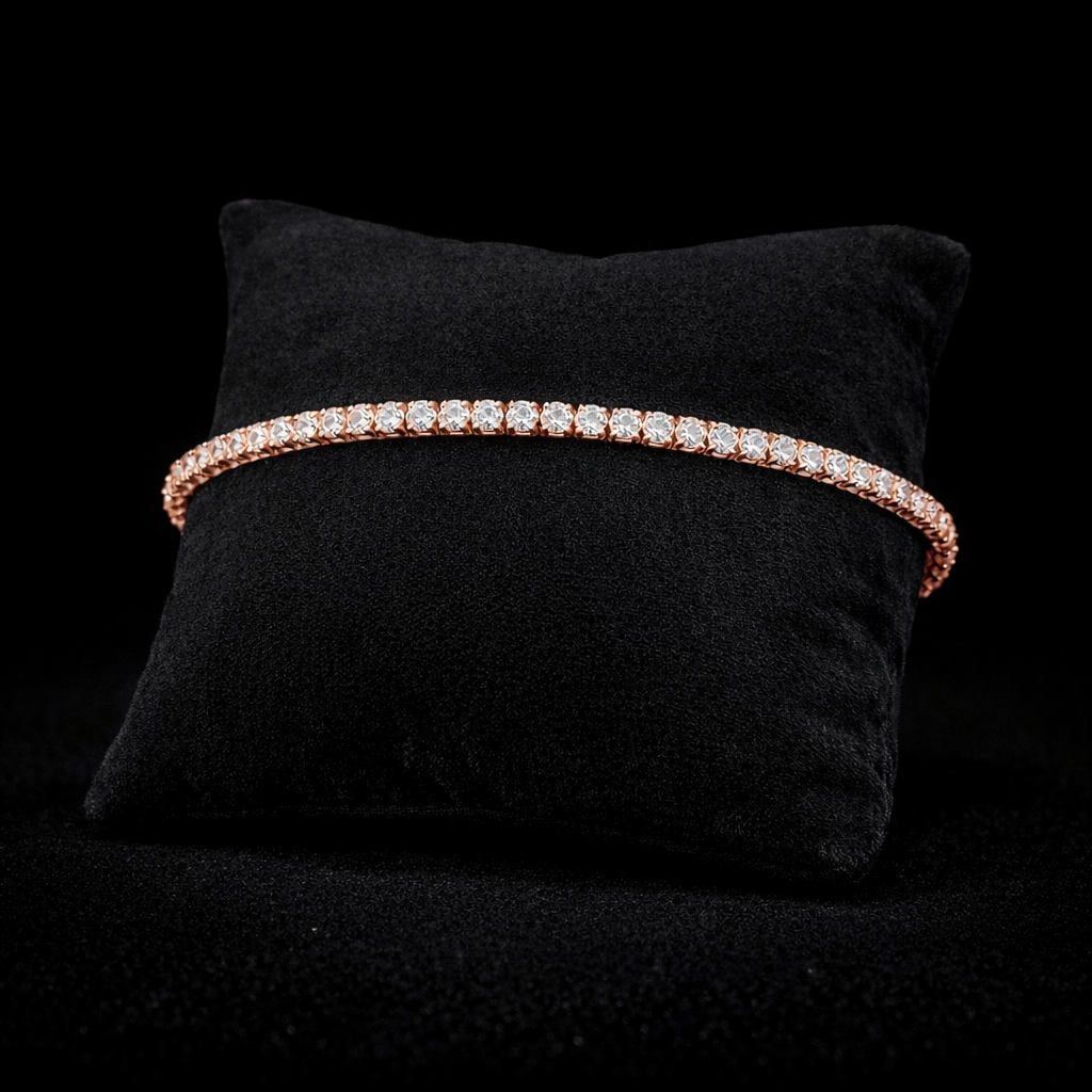 14K Gold Natural Diamond Tennis Bracelet (3mm)