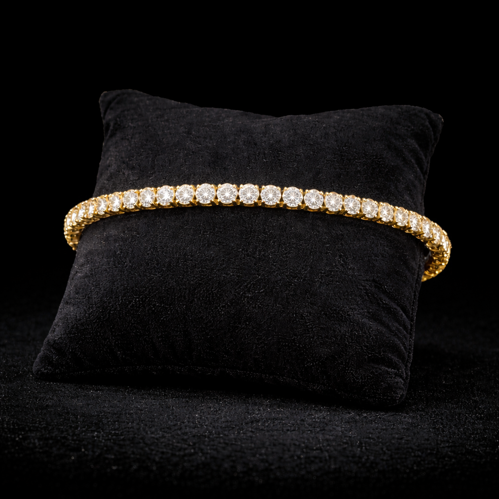 14K Gold Natural Diamond Tennis Bracelet (4mm)