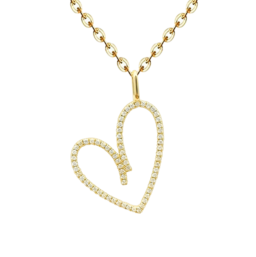 18K Gold Heart Natural Diamond Necklace