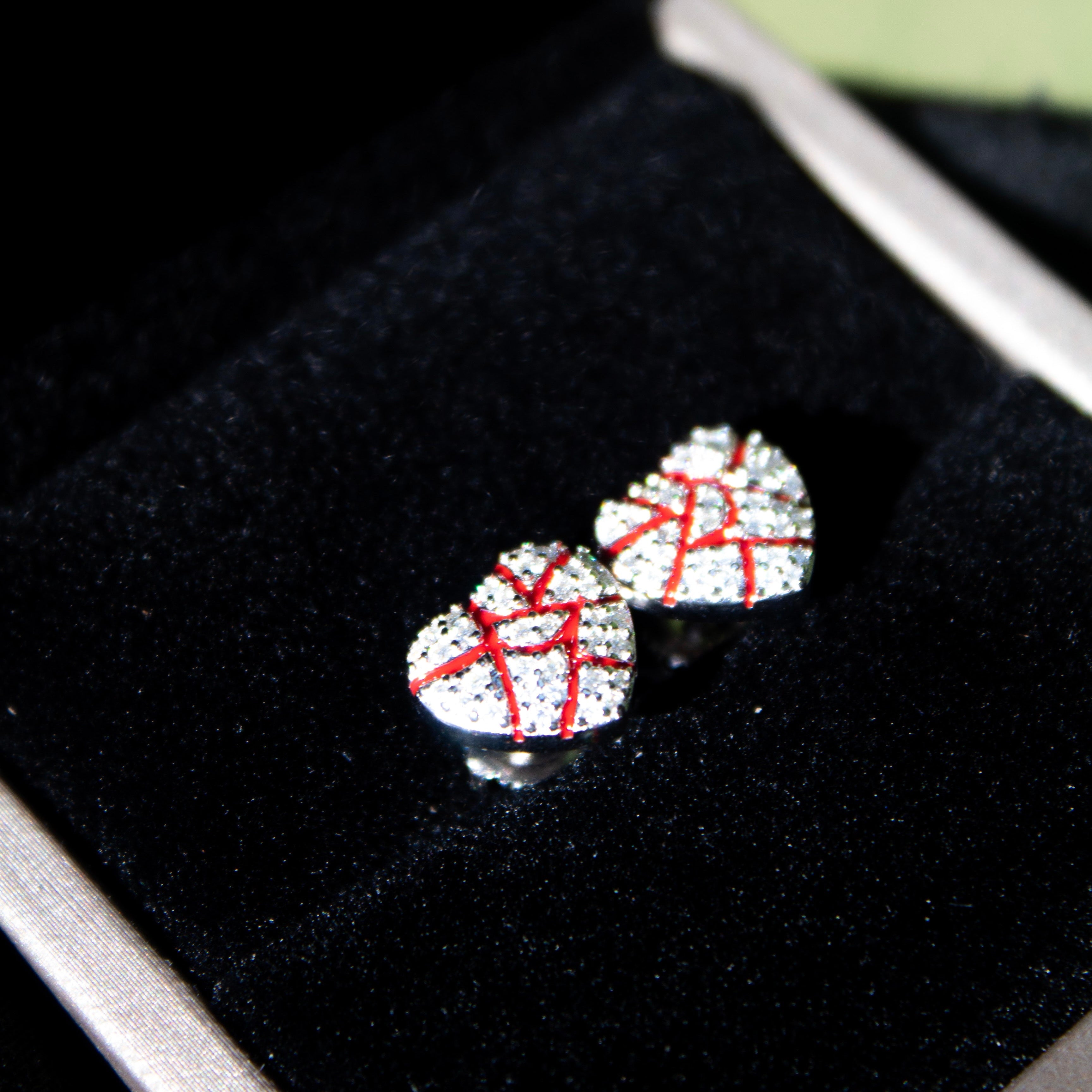 Heart Broken Red Enamel VVS Earrings Set
