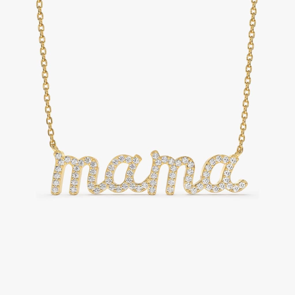 14K Gold Natural Diamond Custom Name Necklace