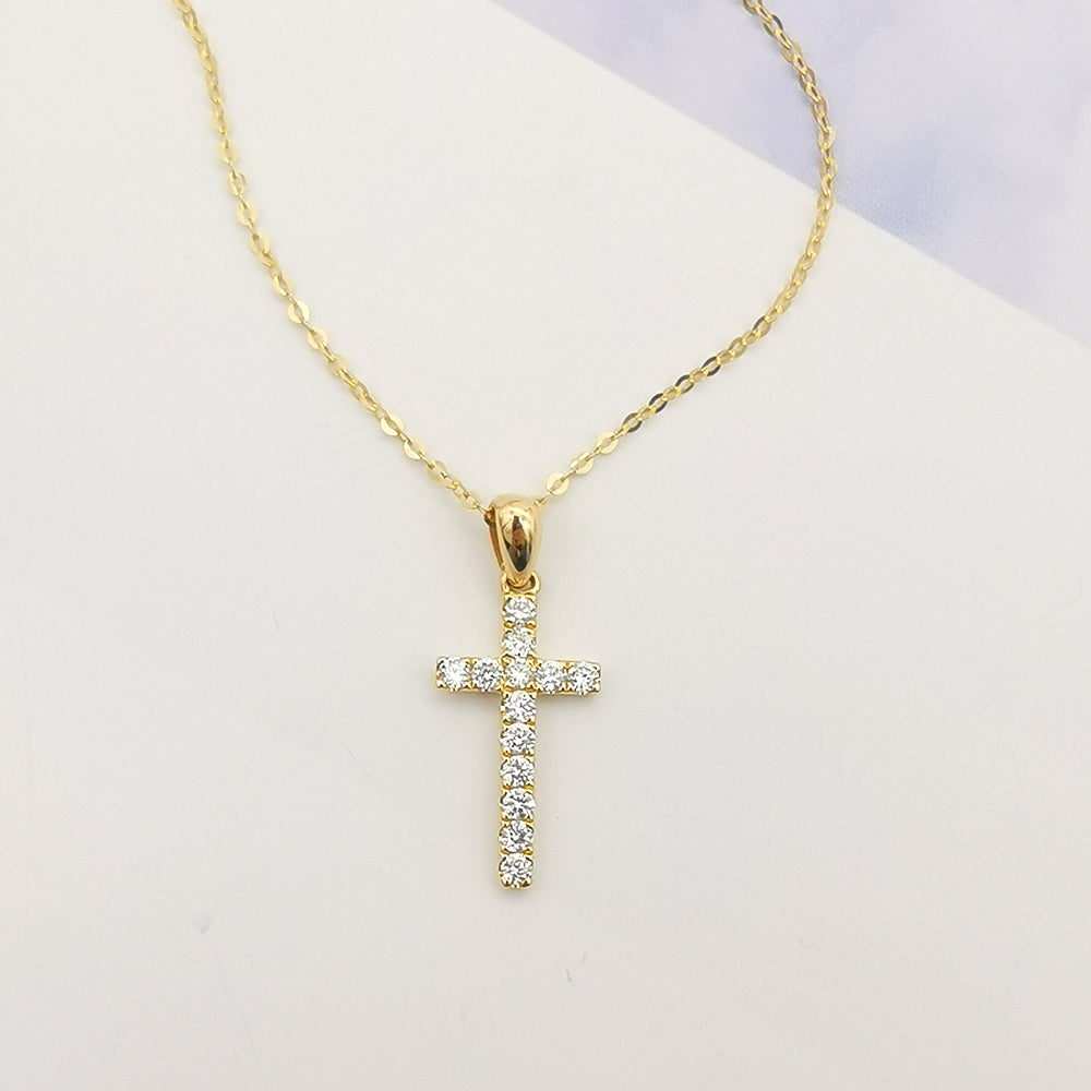 18k Gold Cruz Natural Diamond Necklace