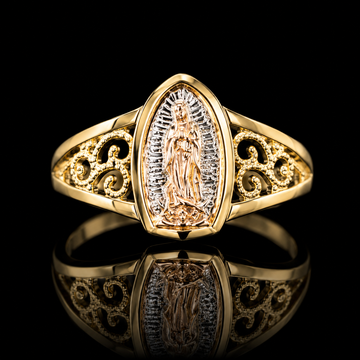 14K Gold Virgencita Filigree Ring