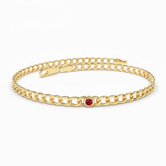 14K Gold Natural Ruby Bracelet (3mm / 4mm)