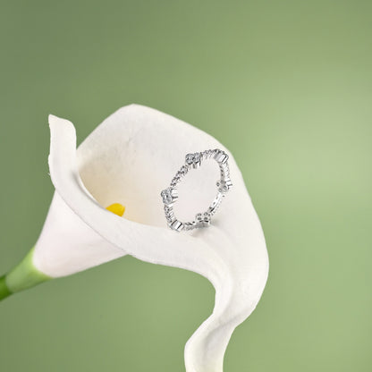 White Clover Diamond Ring