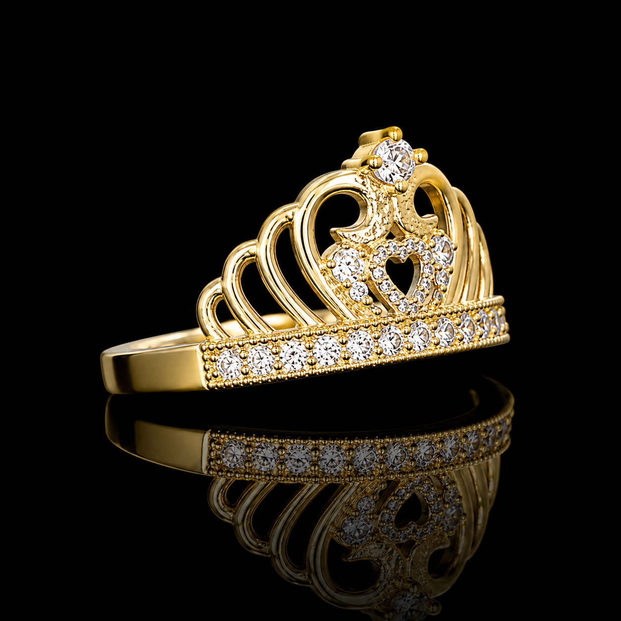 14K Gold Royal Crown Ring