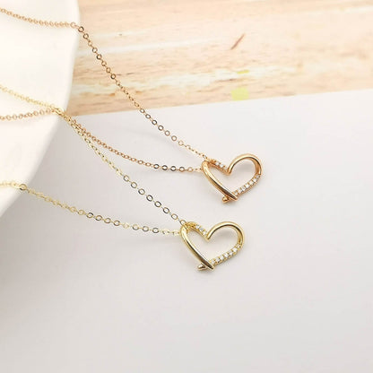 18K Gold Heart Natural Diamond Necklace