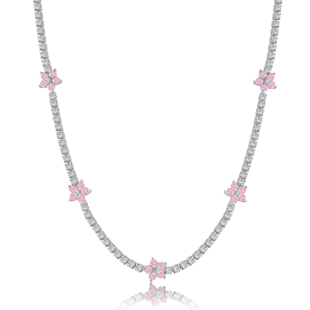 Pink Flower Diamond Necklace