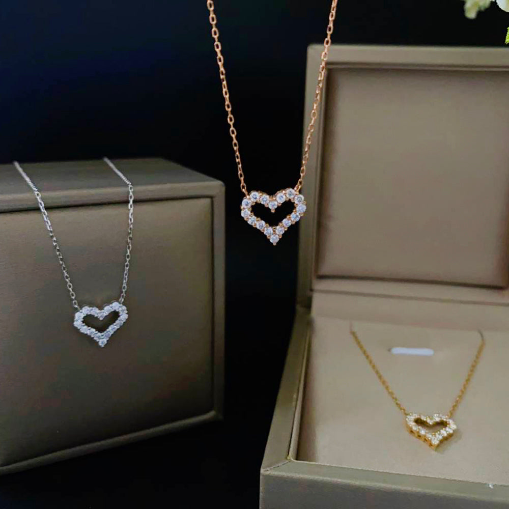 18K Gold Heart Natural Diamond Necklace