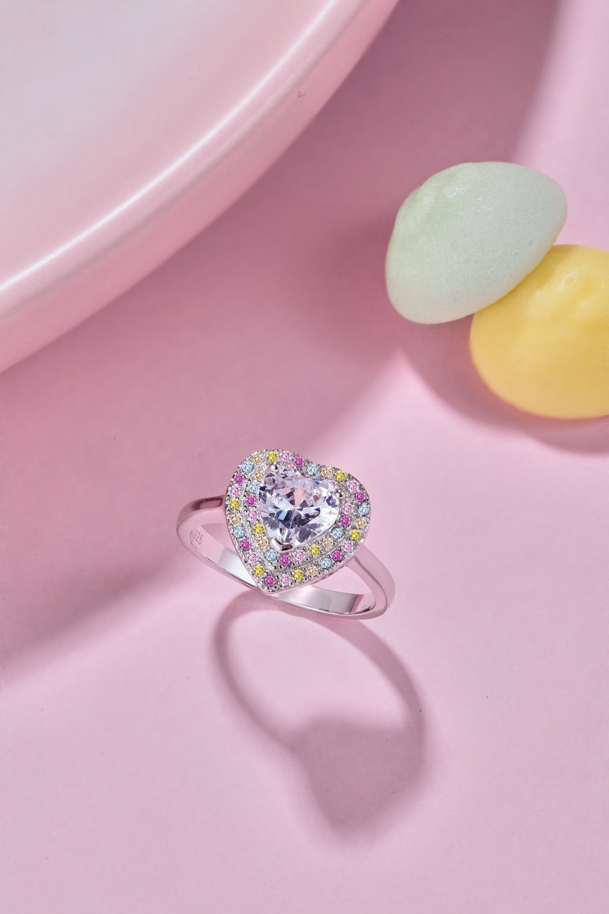 Colorful Heart Diamond Ring