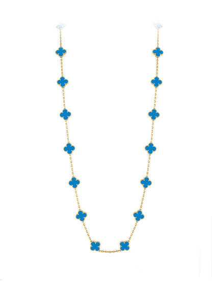 18K Gold Clover Long Leaf Necklace