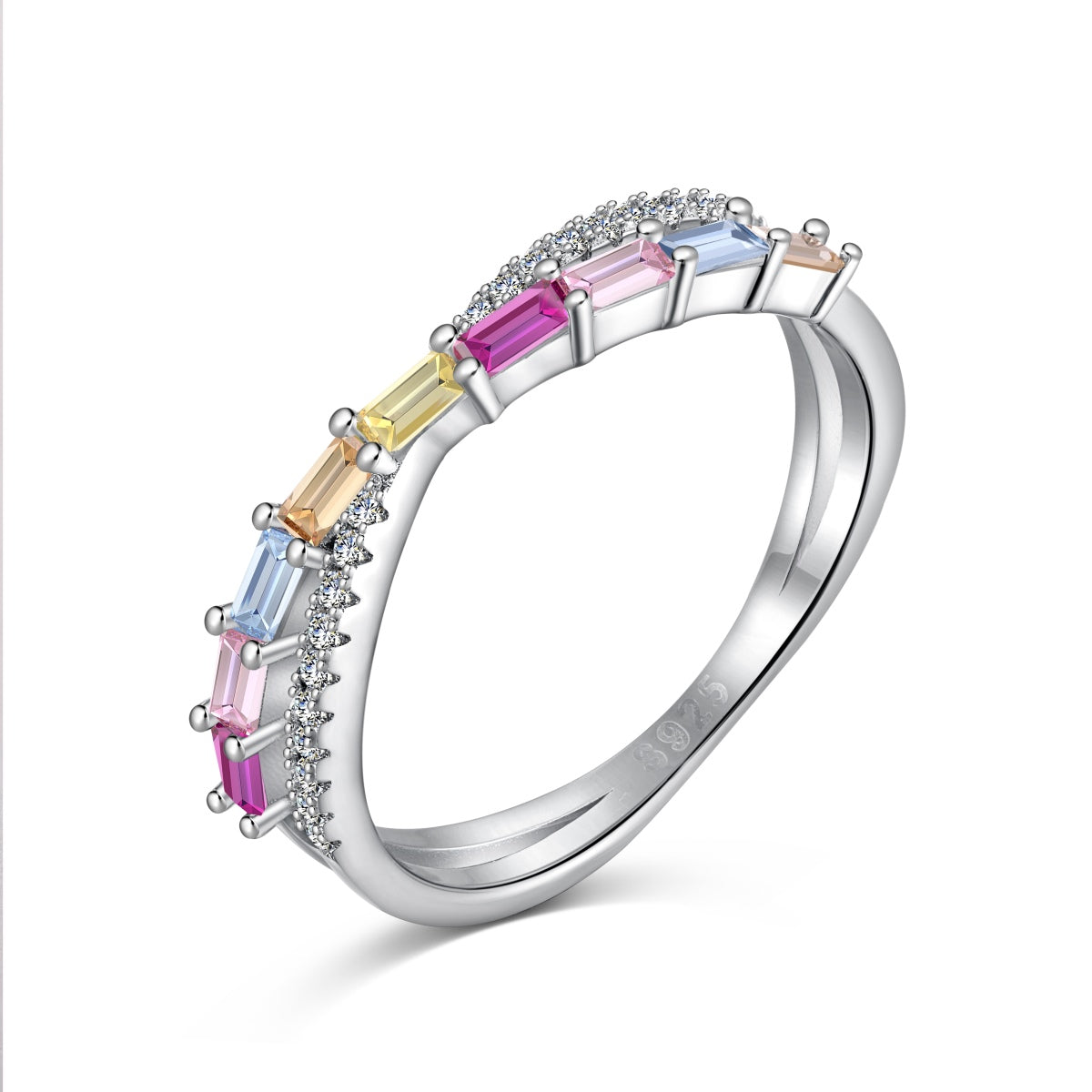 Colorful Rectangle Diamond Ring