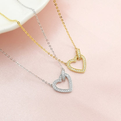 18K Gold Heart Natural Diamond Necklace