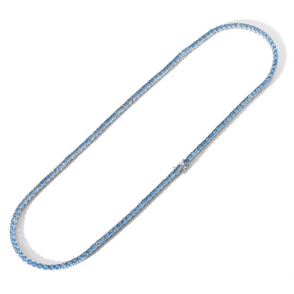 VVS Sea Blue Tennis Necklace (4mm)