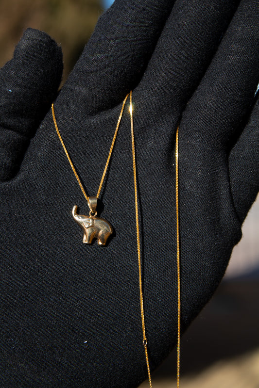 18K Gold Elephant Necklace