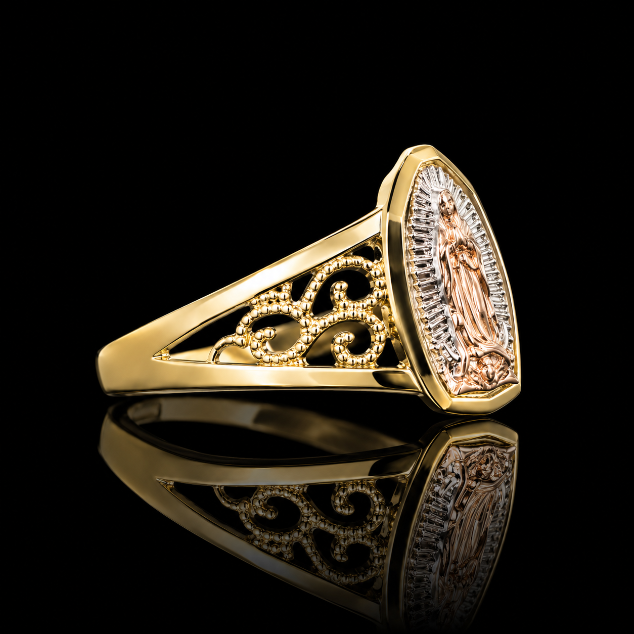 14K Gold Virgencita Filigree Ring