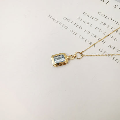 18K Gold Natural Diamond Aquamarine Necklace