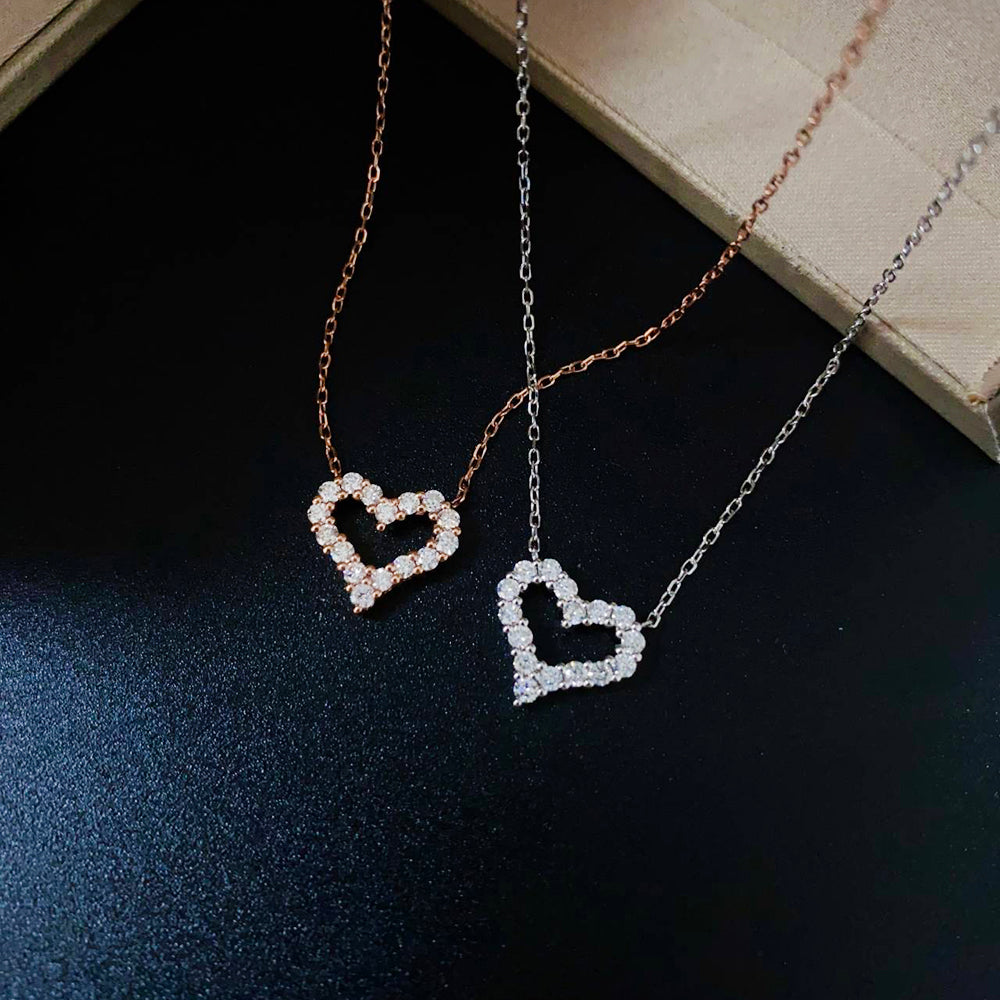 18K Gold Heart Natural Diamond Necklace