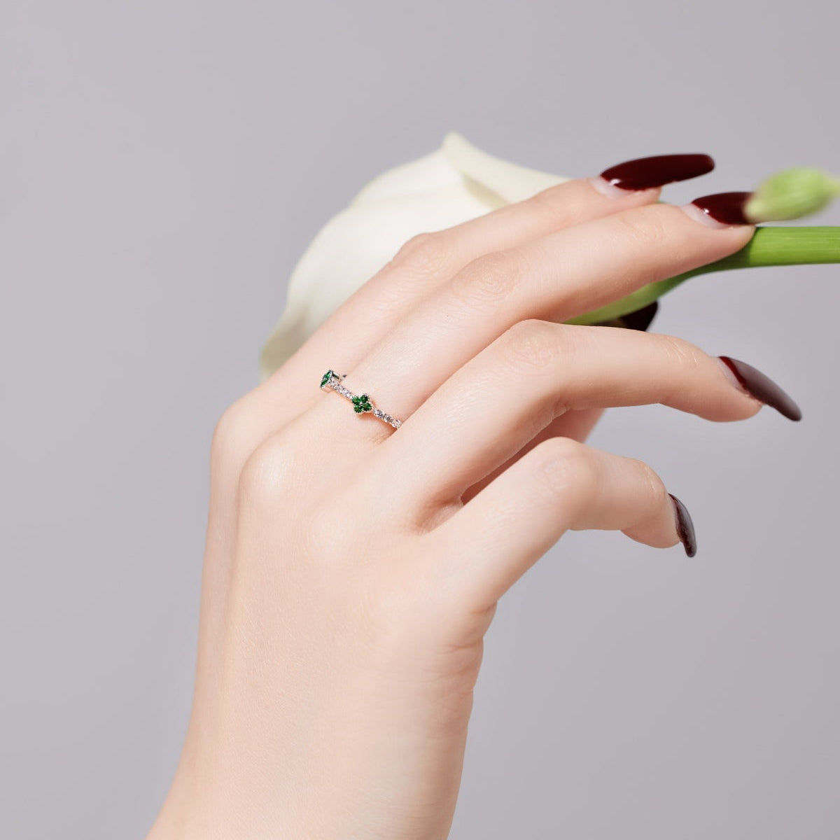 Green Clover Diamond Ring