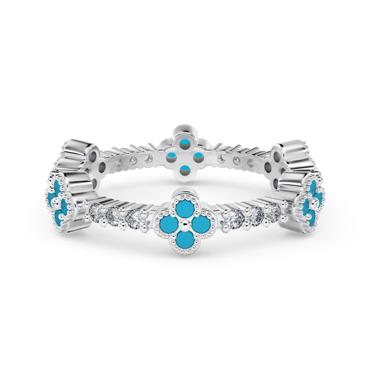 Turquoise Clover Diamond Ring