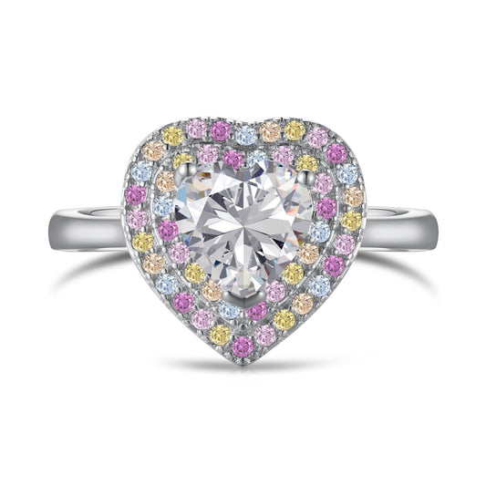 Colorful Heart Diamond Ring