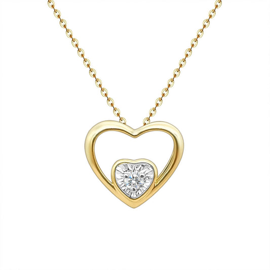 18K Gold Heart Natural Diamond Necklace