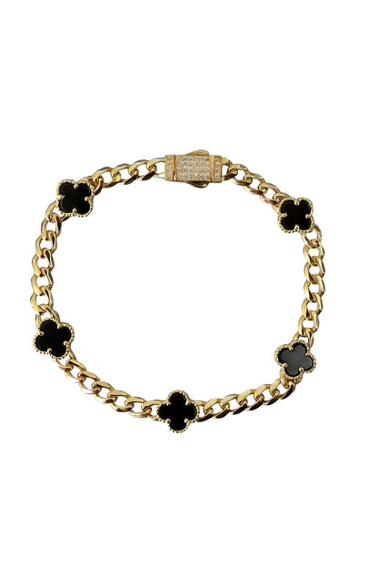 14K Gold Cuban Clover Bracelet (5mm / 9mm)