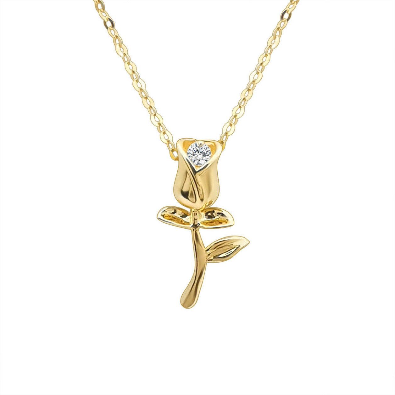 18K Gold Flower Natural Diamond Necklace