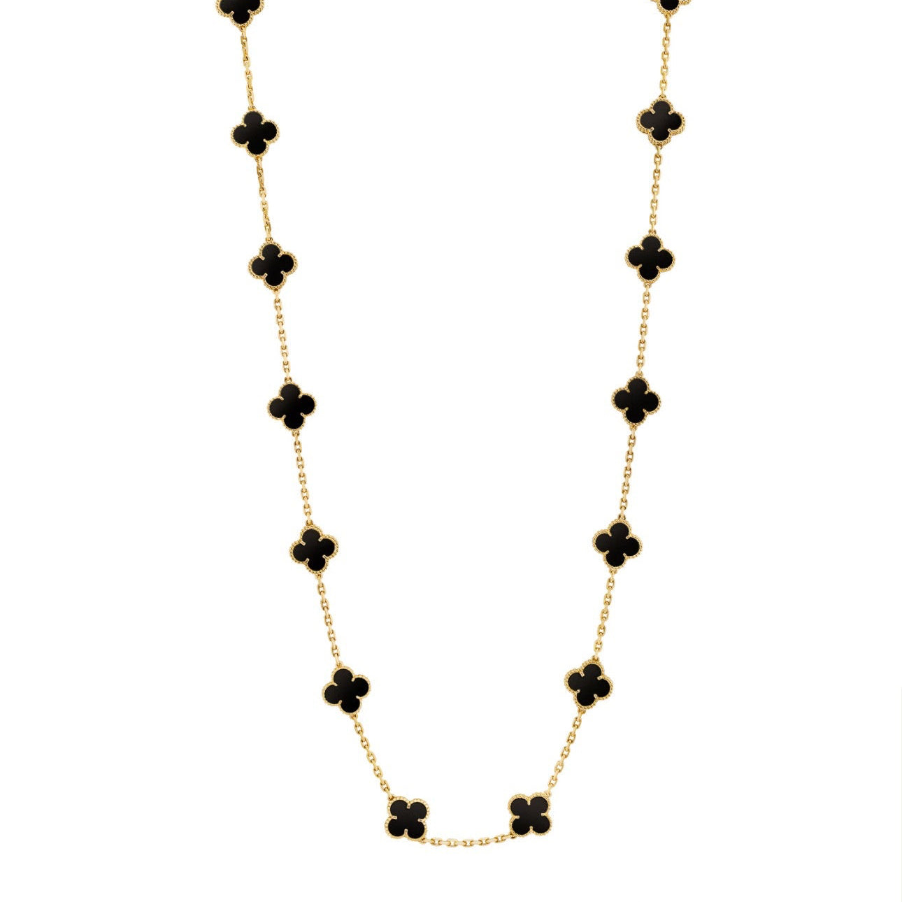 18K Gold Clover Long Leaf Necklace