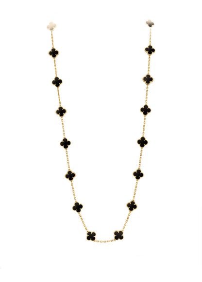18K Gold Clover Long Leaf Necklace