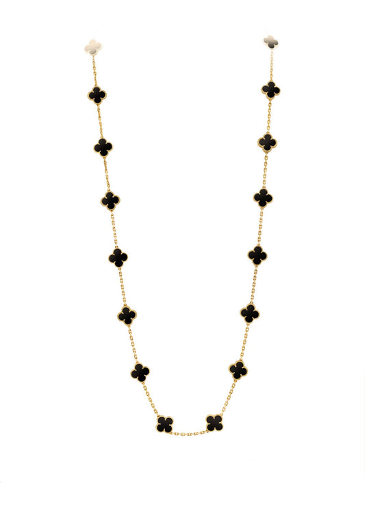 18K Gold Clover Long Leaf Necklace