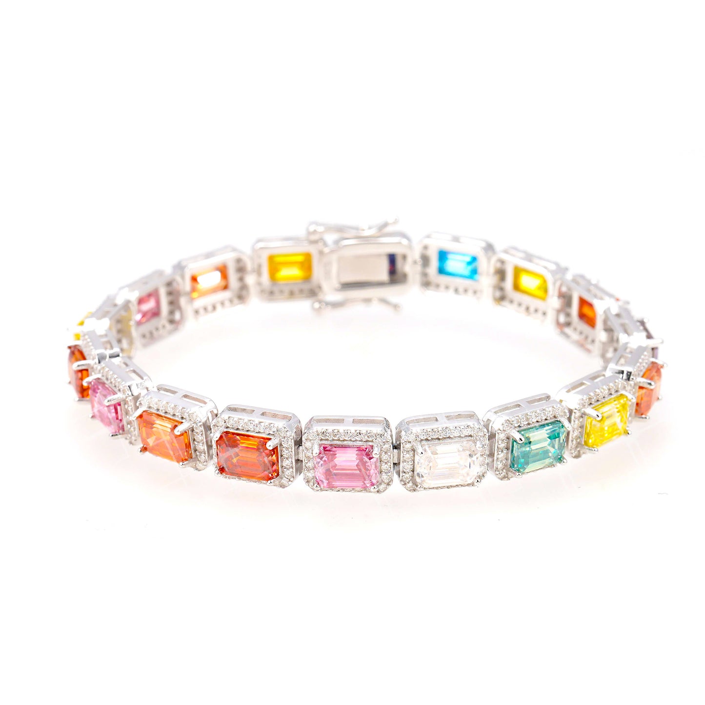 Rainbow Emerald-Cut VVS Bracelet (8mm)