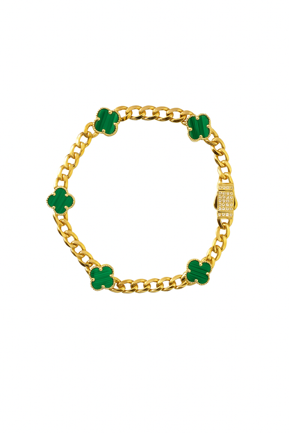 14K Gold Cuban Clover Bracelet (5mm / 9mm)