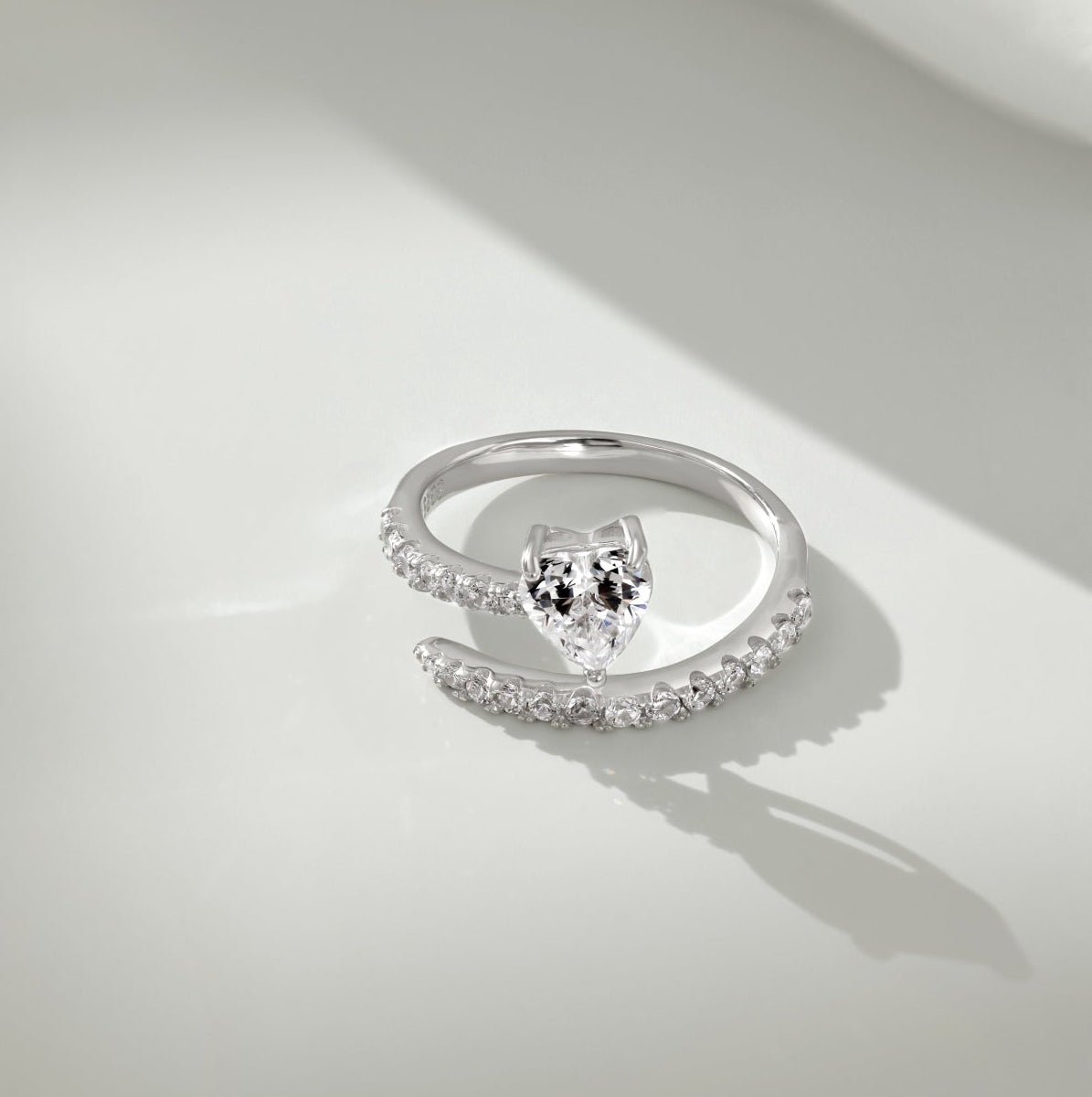 White Heart Diamond Ring